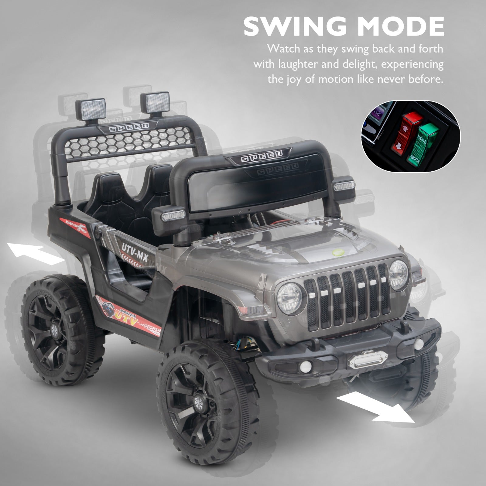 Maxey 4x4 Electric Rechargeable Jeep | RGB Light & Music | 1-5 Years