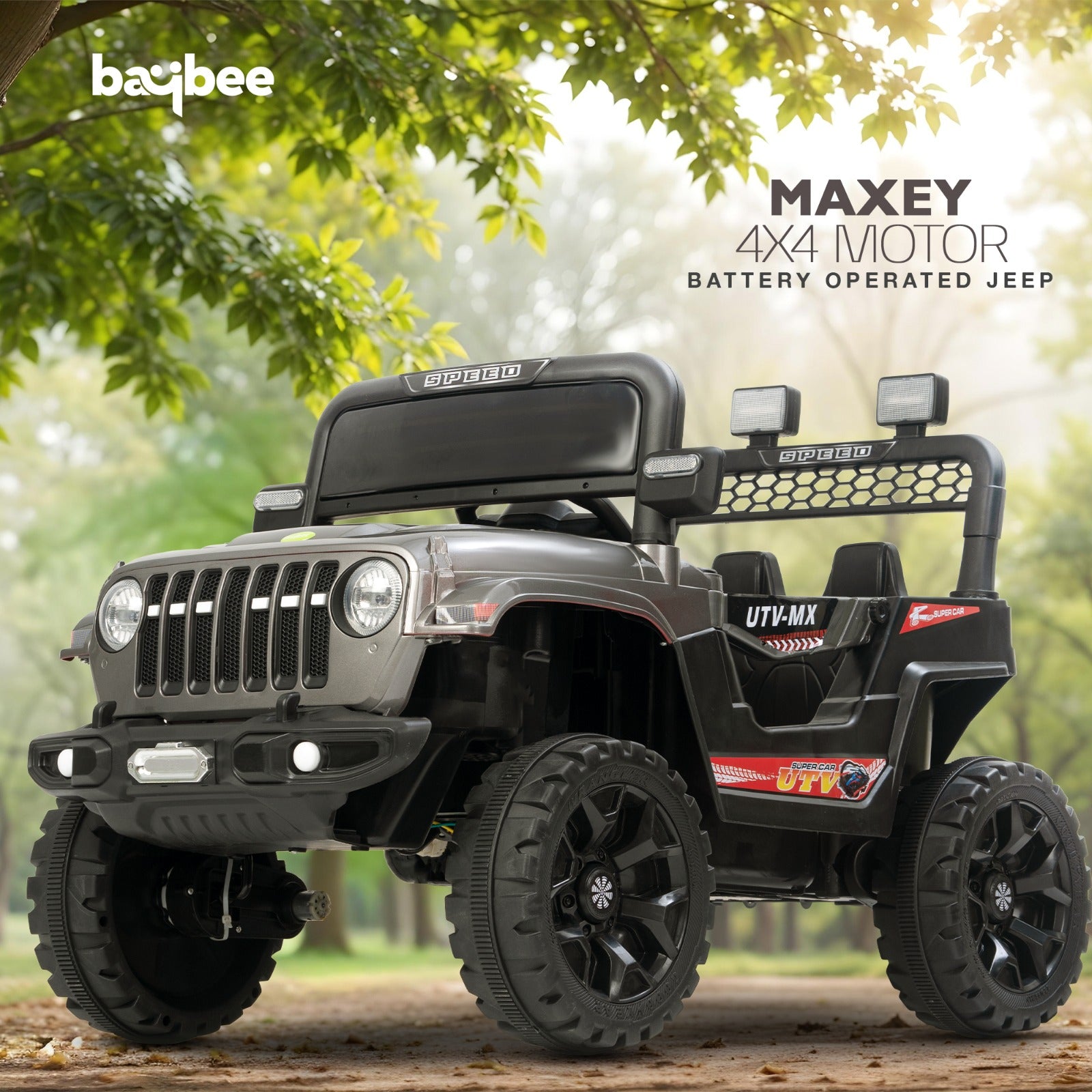 Maxey 4x4 Electric Rechargeable Jeep | RGB Light & Music | 1-5 Years