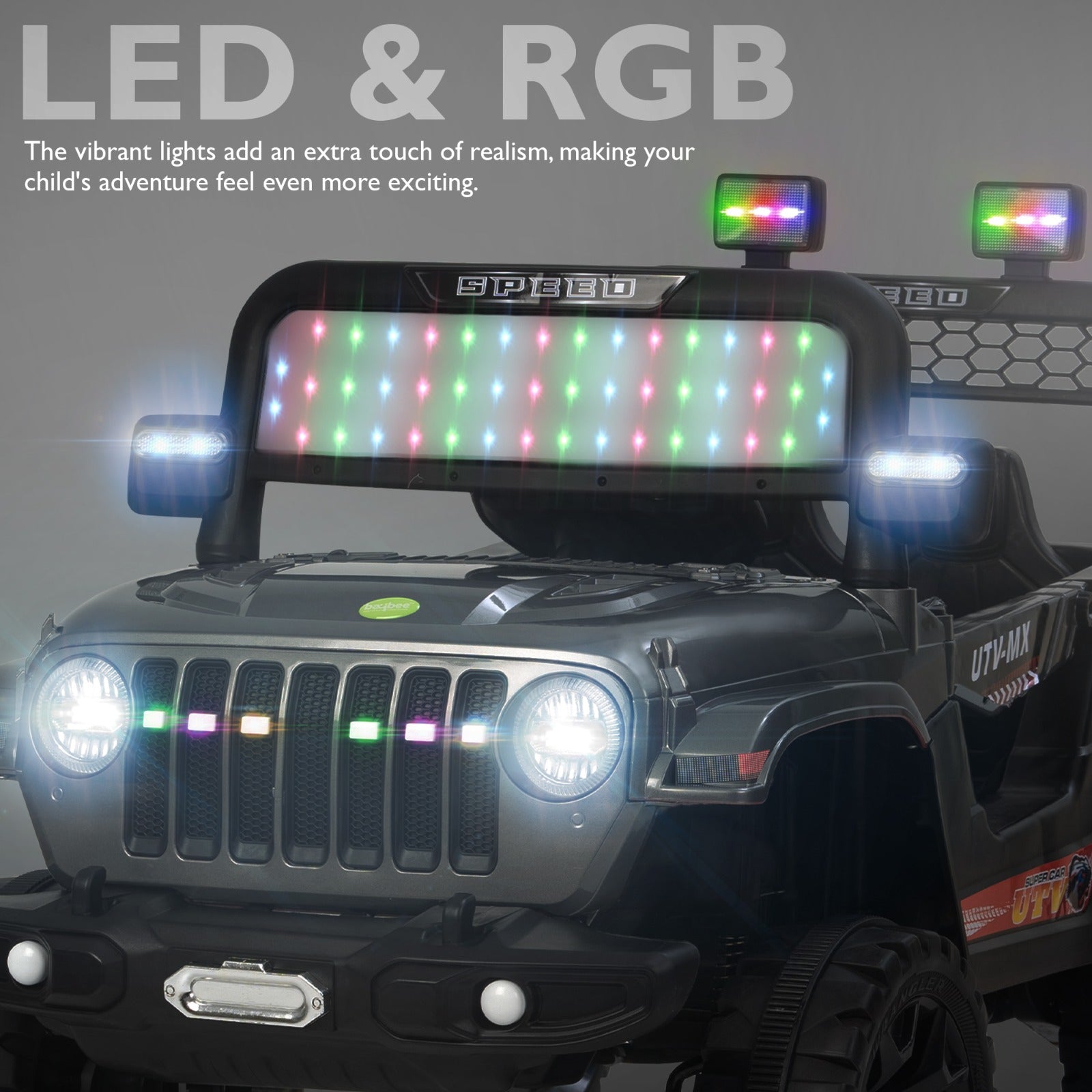 Maxey 4x4 Electric Rechargeable Jeep | RGB Light & Music | 1-5 Years