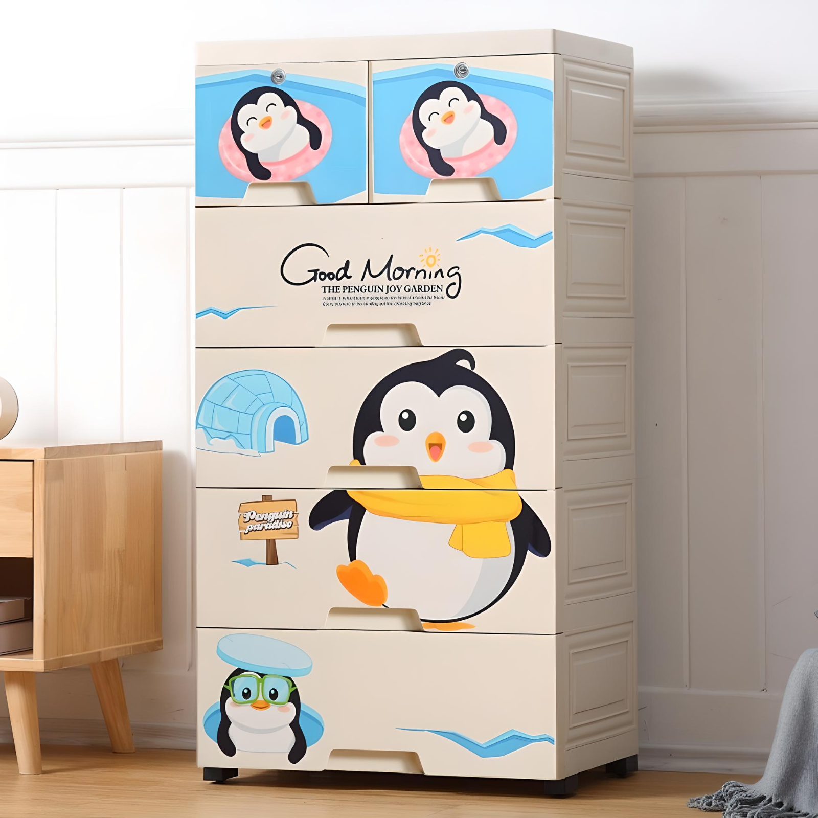 Minikin Penguin 6 Compartment Kids Cabinet I Thickened Fibre Plastic