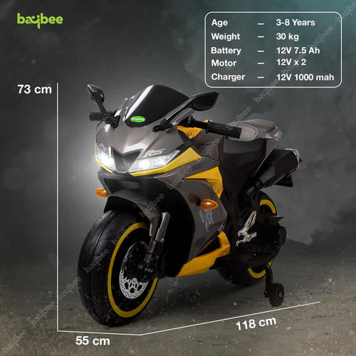 Minikin R15 Rechargeable Kids Bike Superbike | Large Size Top Spec | Handle Accelerator | 45KG Capacity I 2-10 Years