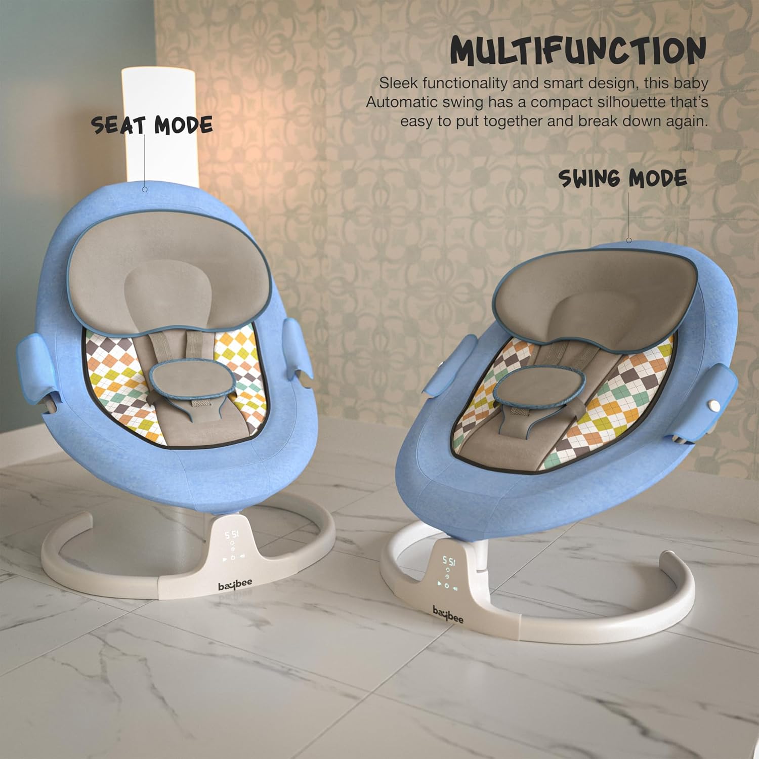 Minikin Lullabies Automatic Electric Baby Swing Cradle | 0-6M