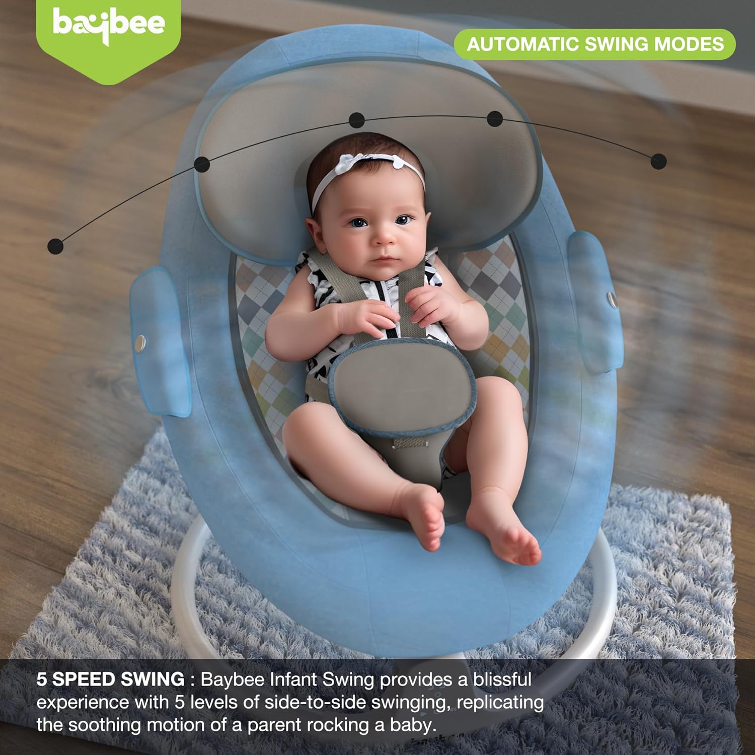 Minikin Lullabies Automatic Electric Baby Swing Cradle | 0-6M