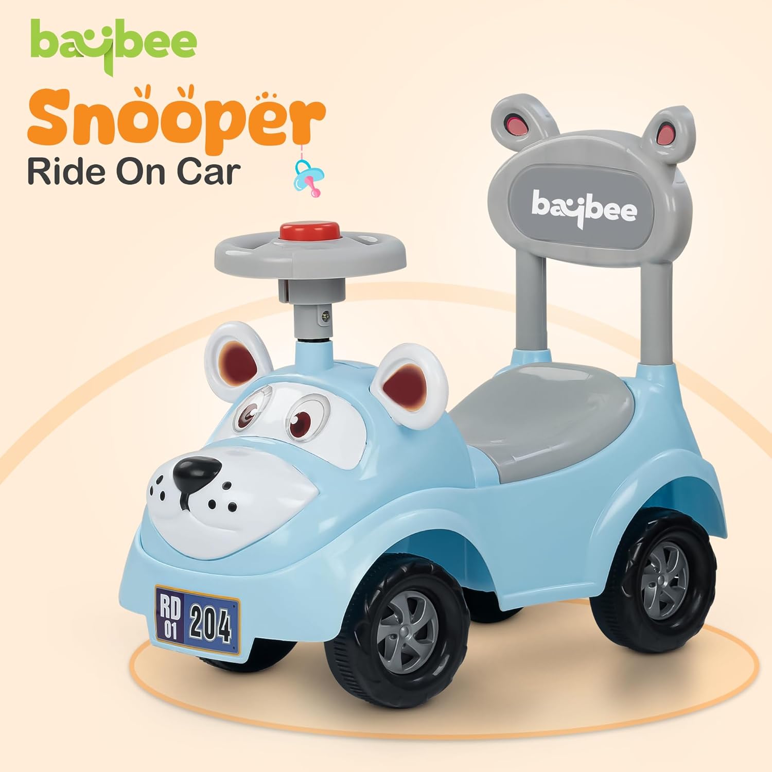 Minikin Snooper Baby Kids Ride on Push Car | Music & Horn | 1 to 3 Years