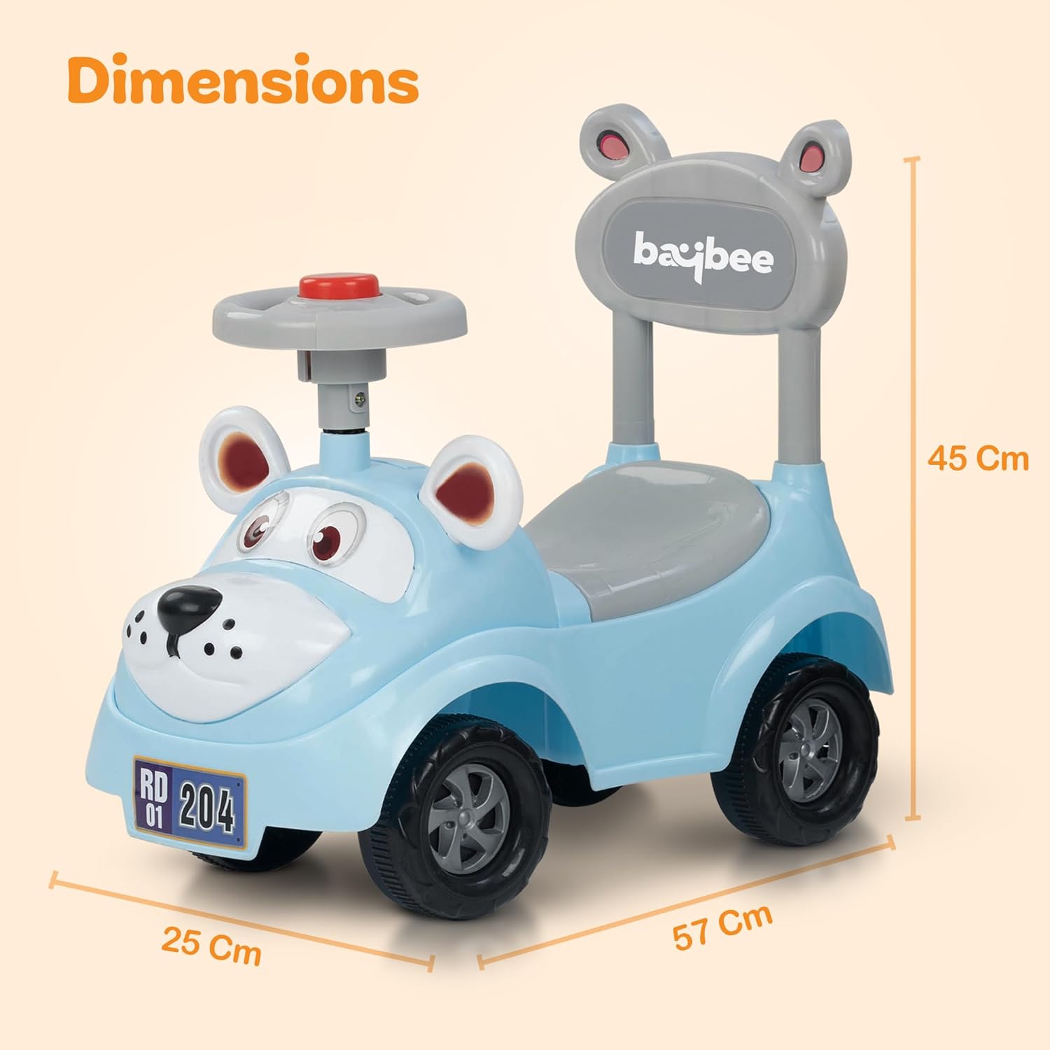 Minikin Snooper Baby Kids Ride on Push Car | Music & Horn | 1 to 3 Years