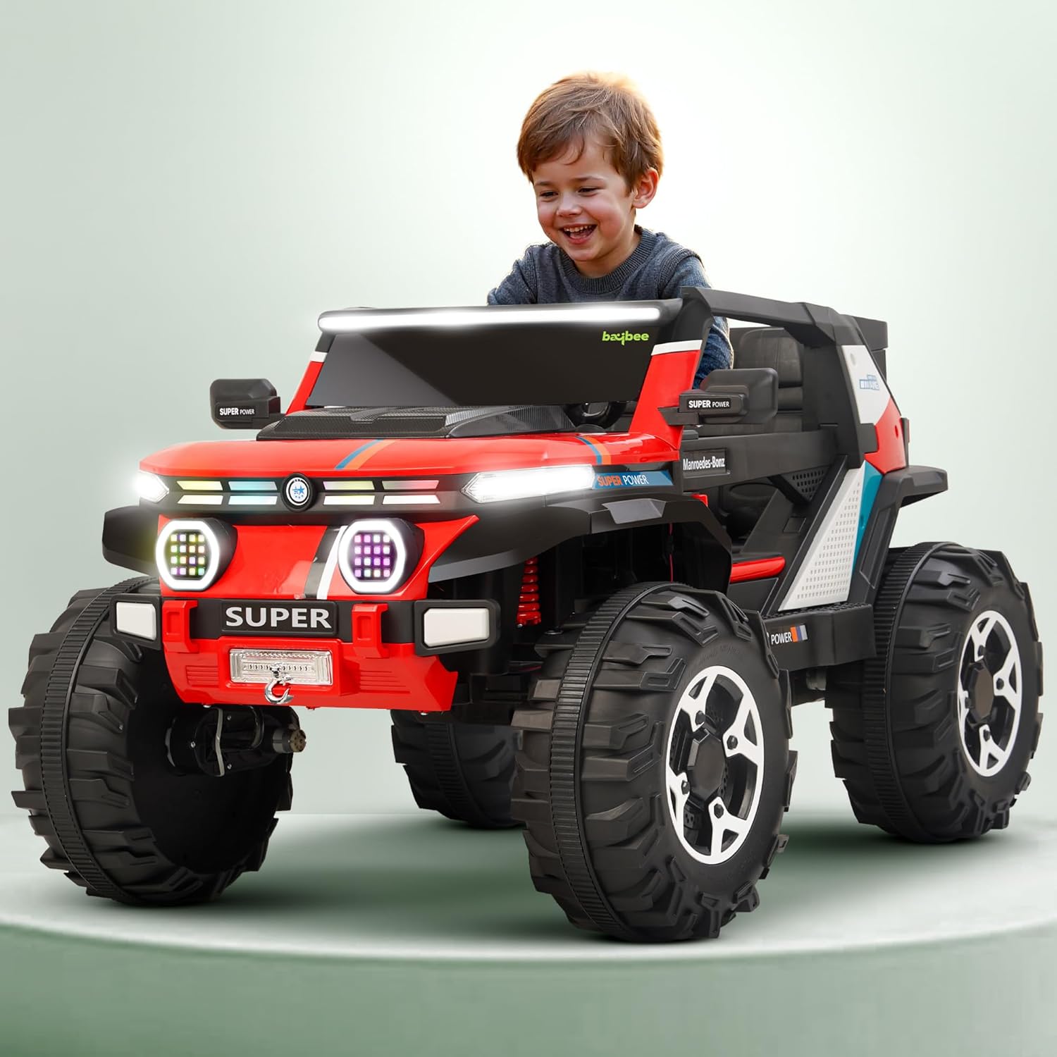 Minikin Thor 4x4 Electric Rechargeable Jeep I LED Head Lights & Music I 1-9 Years