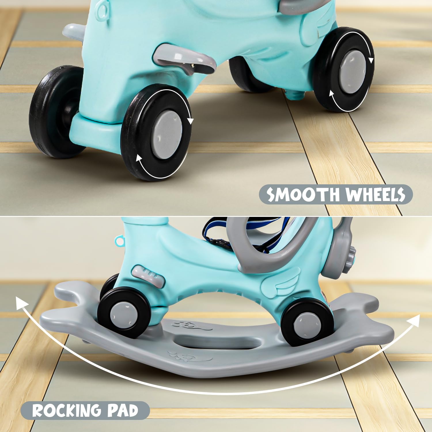 3-in-1 Baby Horse Ride On - Push Car, Rocker & Rider with Safety Belt (1-3 years)