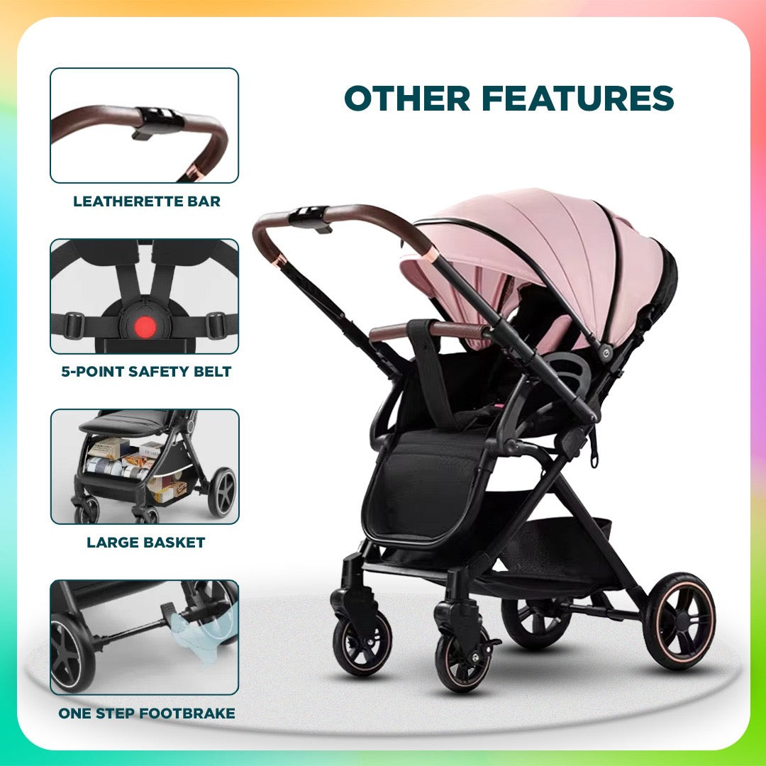 Glide Reversible Handle Baby Stroller & Pram - Multi-Adjustment, Anti-Shock Wheels (Newborn to 5 Years)