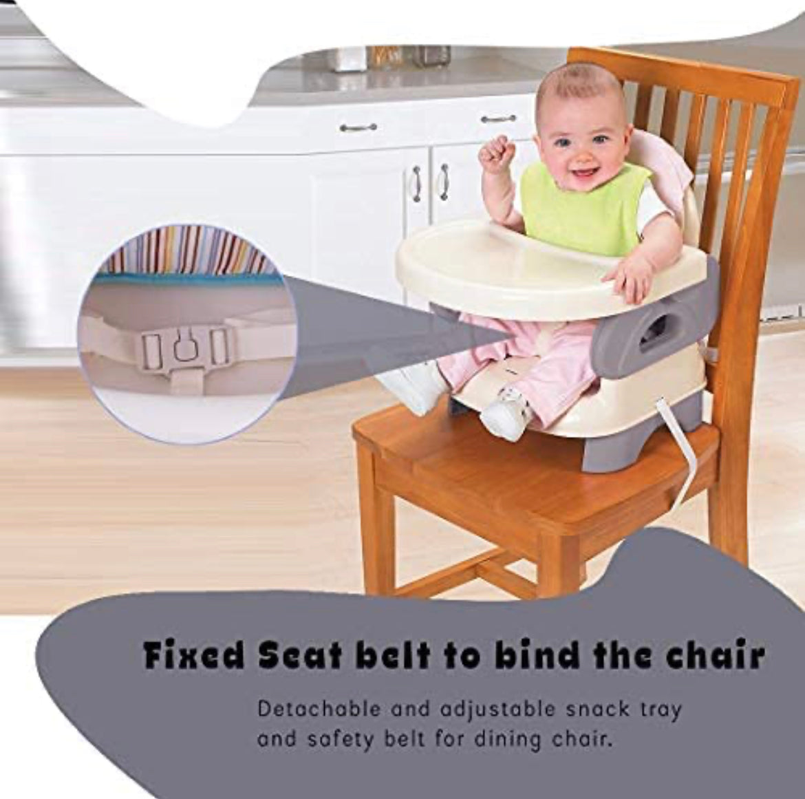 Babyhug Comfort Folding Booster Seat with 3 Point Safety Harness Built-In Cup Holder Animal Print- Pink| Adjustable Height| Easy to Install| Removable Food Tray| Washable Sear Cover