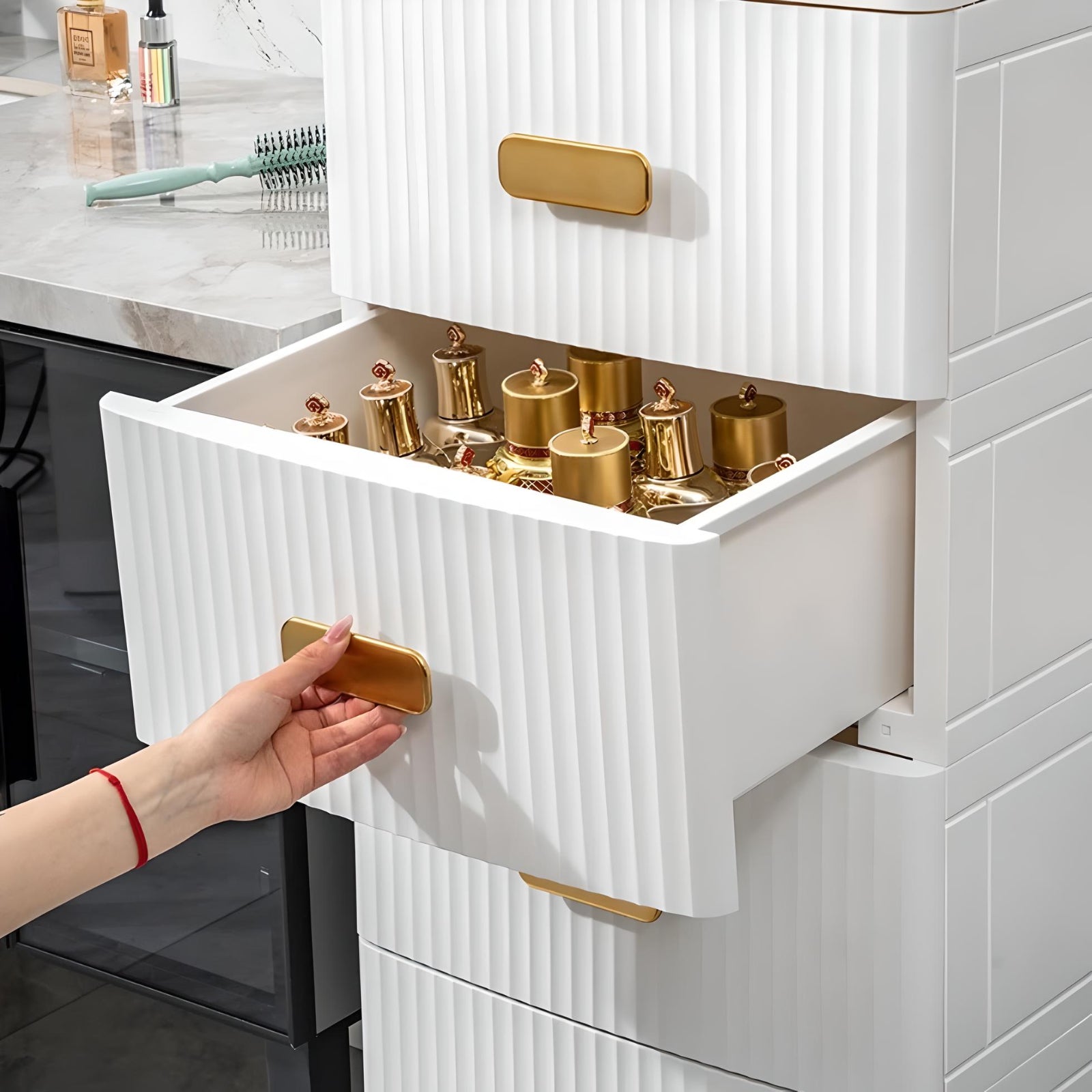 Minikin Verve Bedside Storage Cabinet I Multipurpose Usage I Electroplated Handle & Base