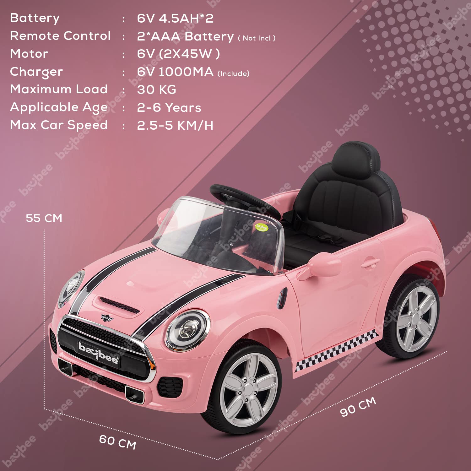 Pink mini 2024 electric car