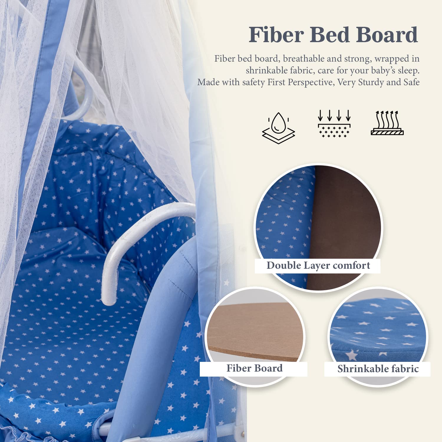 Baby Swing/ Jhula / Thottil Cradle for Baby with Mosquito net Protecti