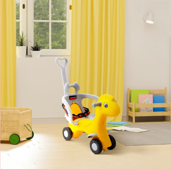 Minikin Kids Horse Ride-On with Parental Push Bar | 1-3 Years