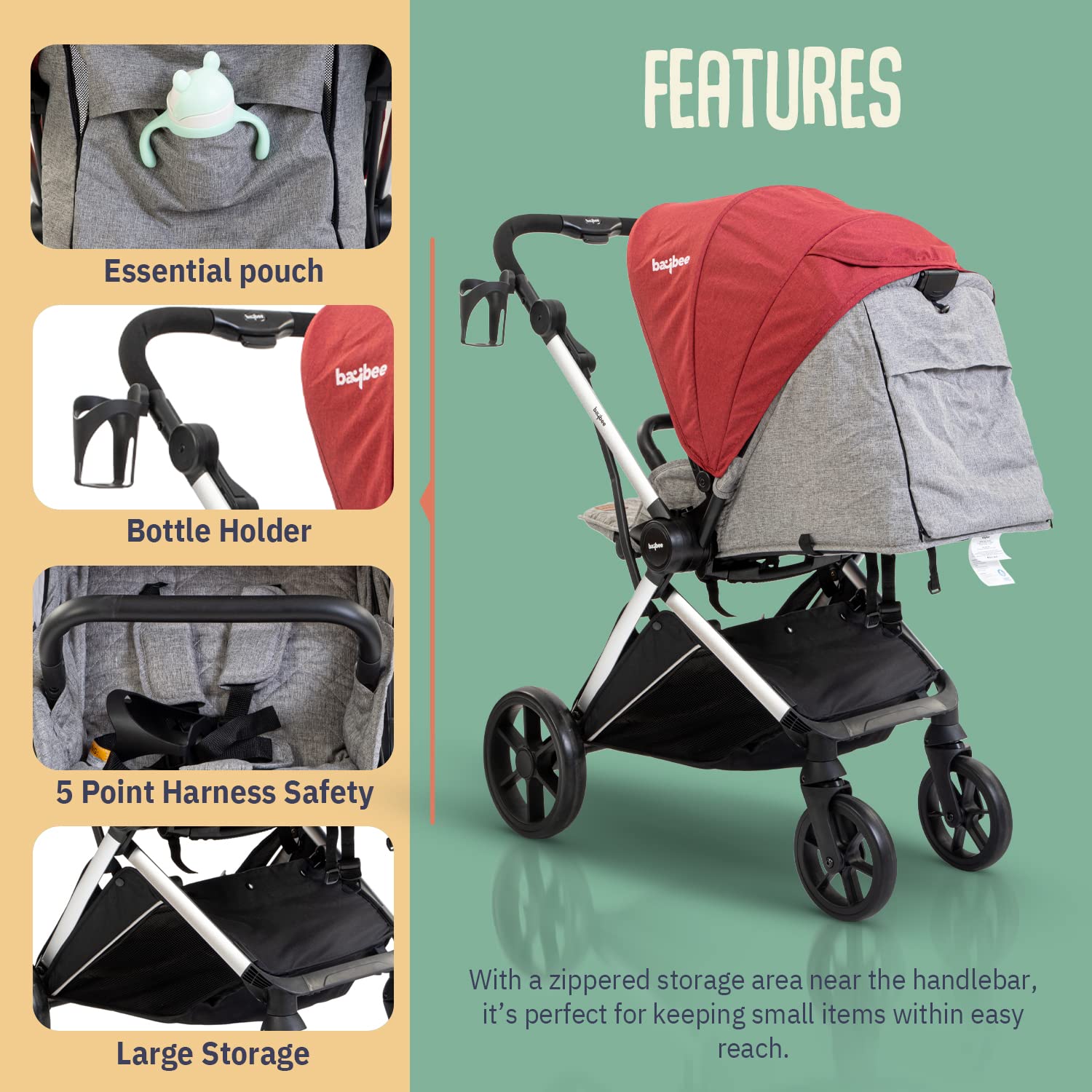 Elita Premium Reversible handle stroller. One Click Easy Folding. Cabi –  The Minikin Store