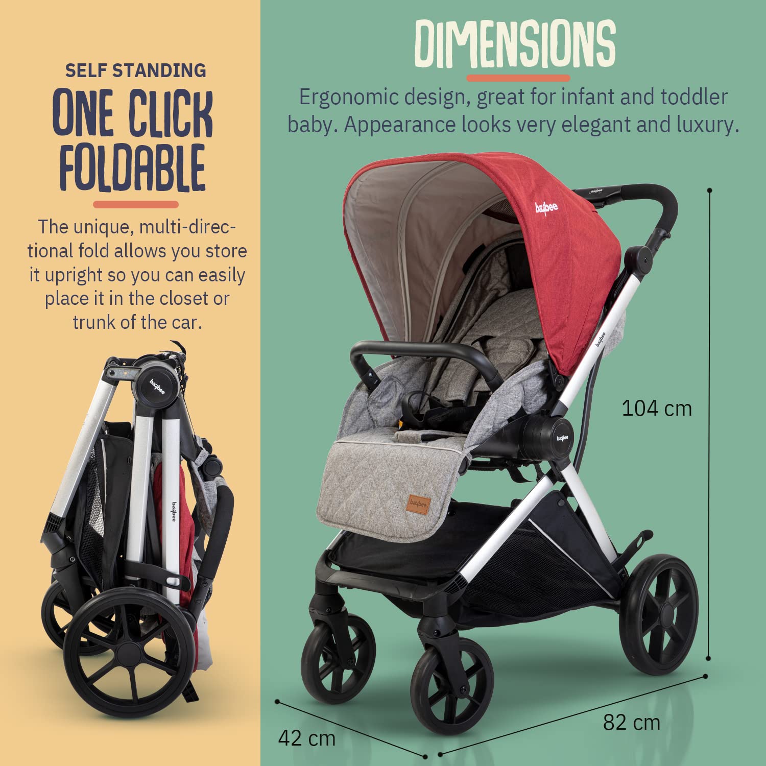 Elita Premium Reversible handle stroller. One Click Easy Folding. Cabi –  The Minikin Store