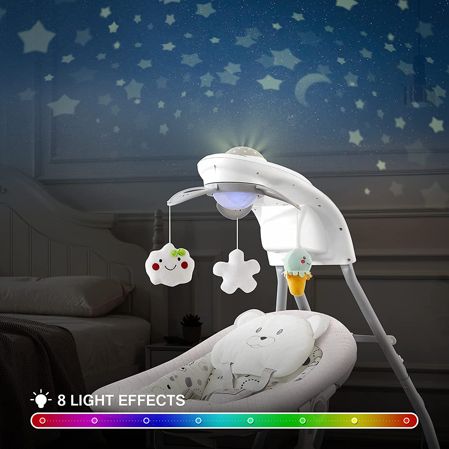 Baby swing hot sale with projector