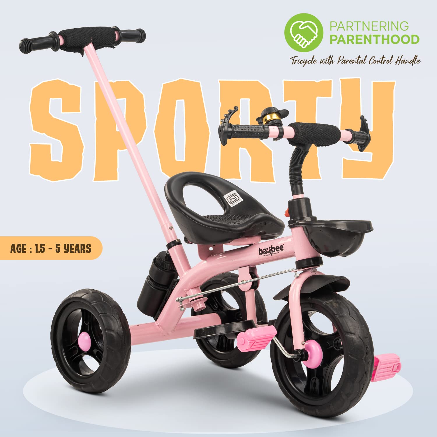 Minikin Sporty Trike | Parental Push Handle | Eva Wheels | 1-5 Years