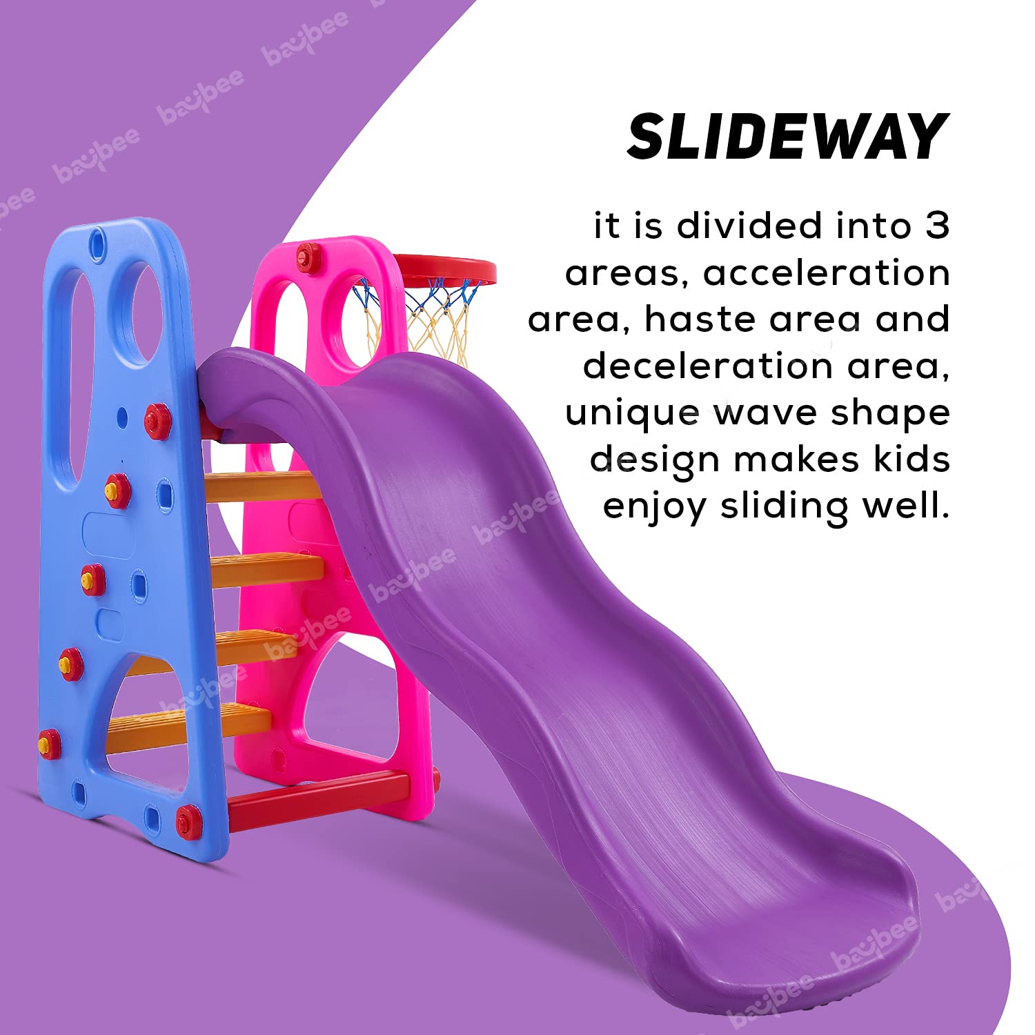 Minikin Wavy Slide for Garden & Indoors for Kids with Basket Ball | 1-5 Years