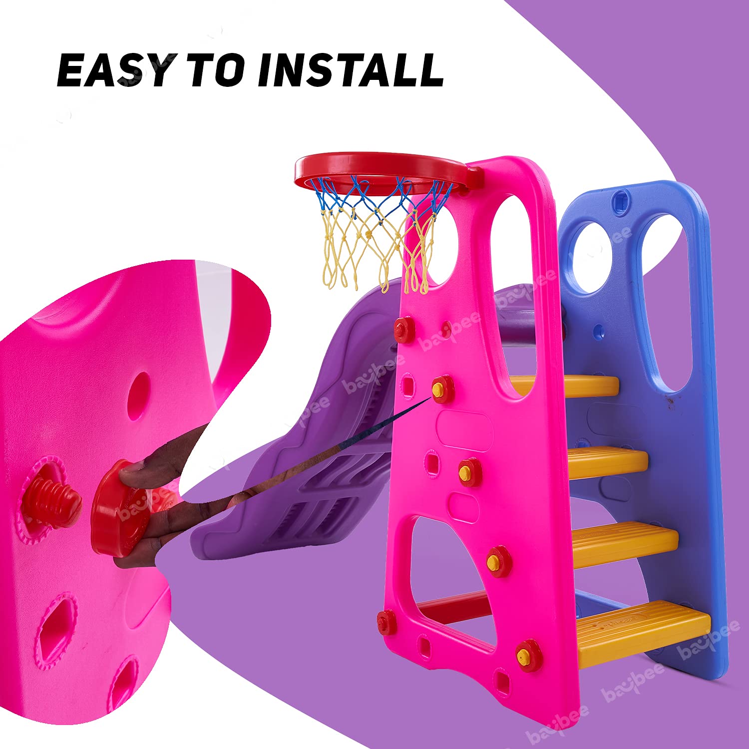 Minikin Wavy Slide for Garden & Indoors for Kids with Basket Ball | 1-5 Years