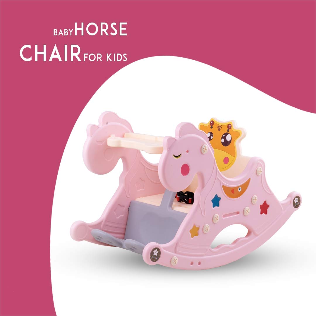 Minikin Kids Rocking Horse Chair for Kids | Safety Seat Belt & Tray | 1-3 Years