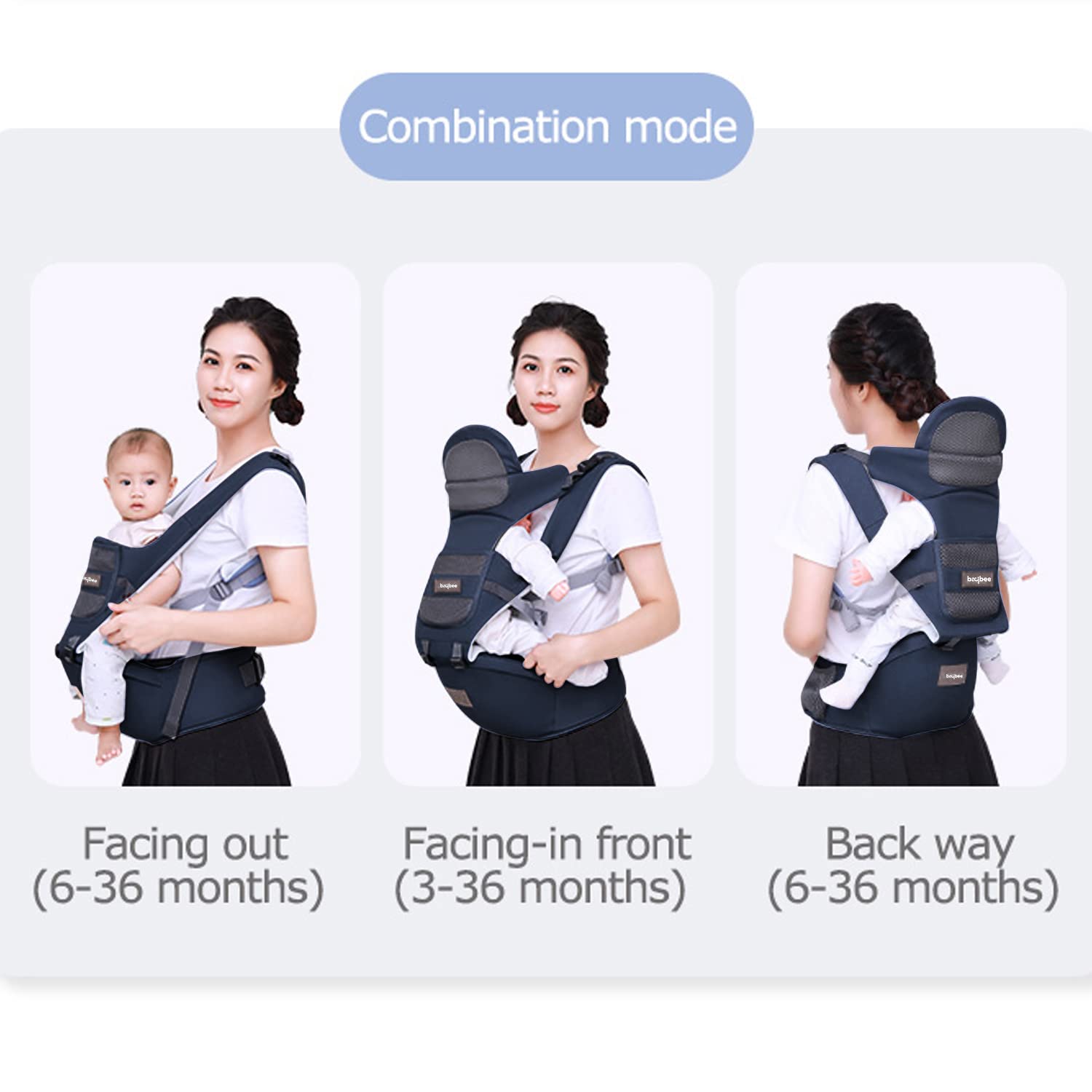 9 in 1 Hip Seat Baby Carrier | Kangaroo Bag with 6 Carry Positions for 3-36 Months (Blue)