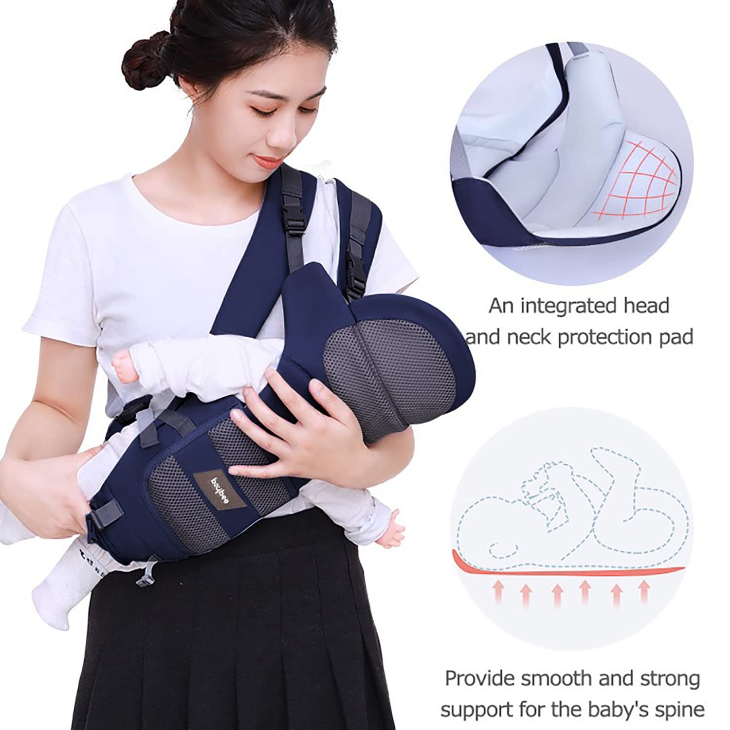 9 in 1 Hip Seat Baby Carrier | Kangaroo Bag with 6 Carry Positions for 3-36 Months (Blue)