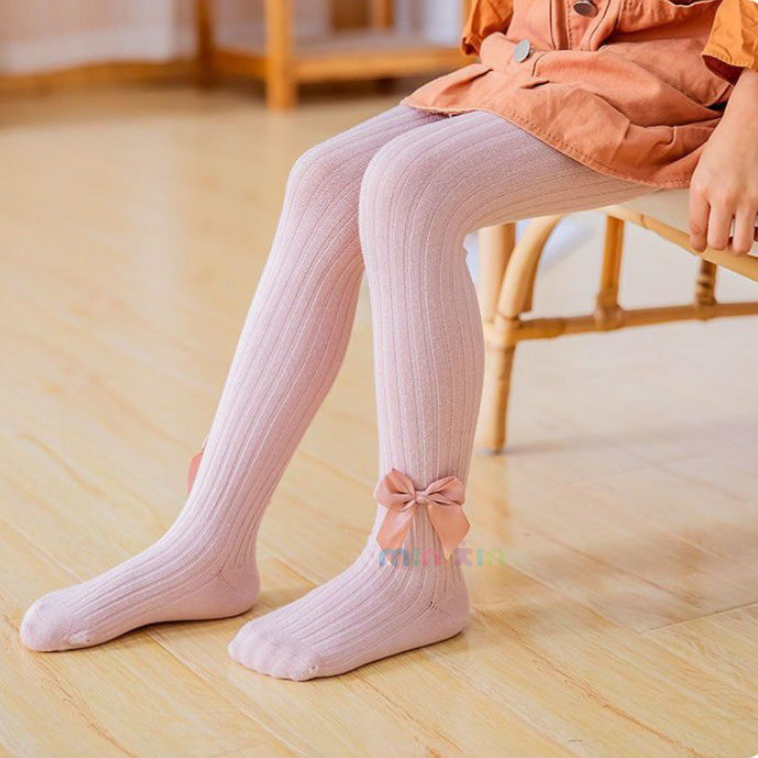 Fancy white tights for kids Ribbons 