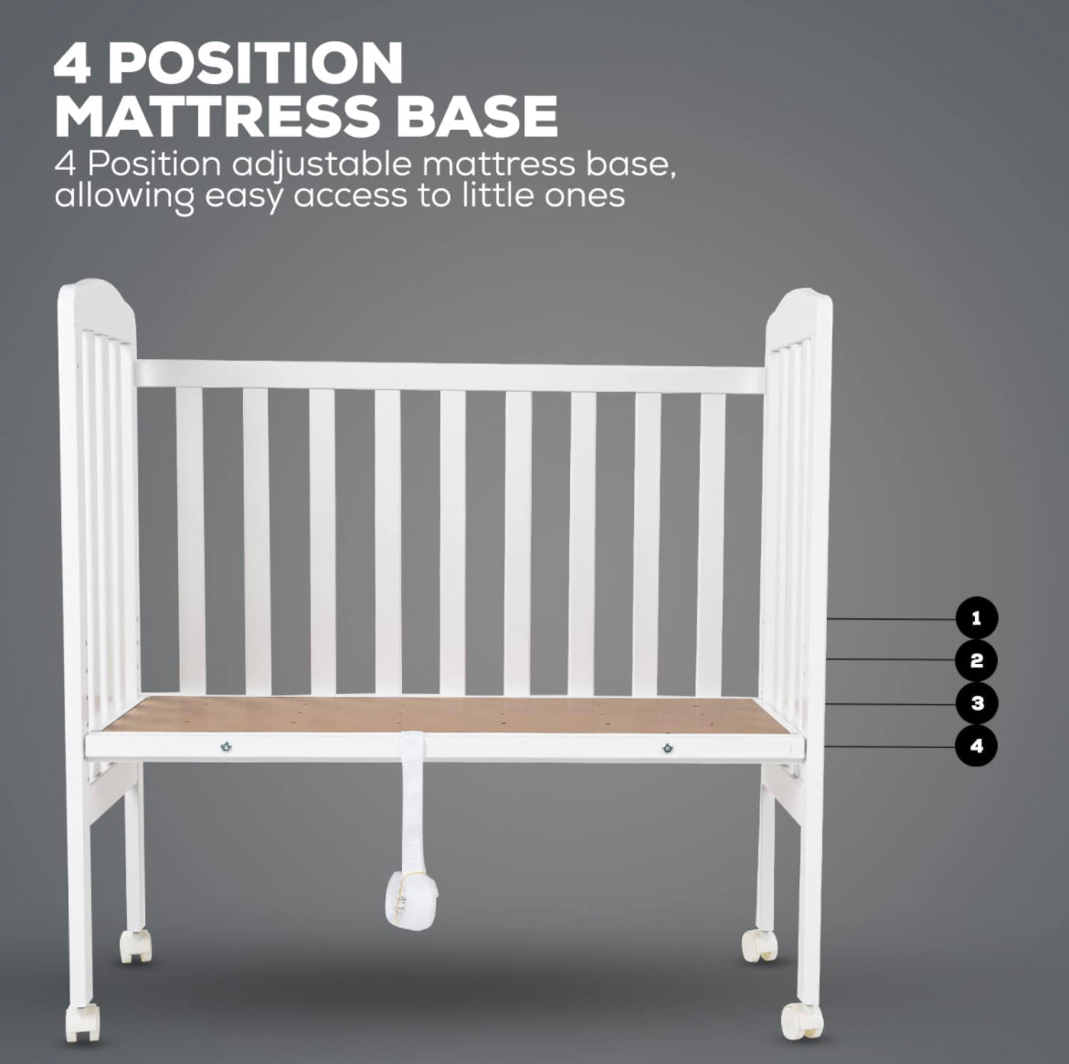 Ella 2 in 1 European Style Co-Sleeping Baby Bedside Solid Pinewood Crib. 0-12M (White) - The Minikin Store