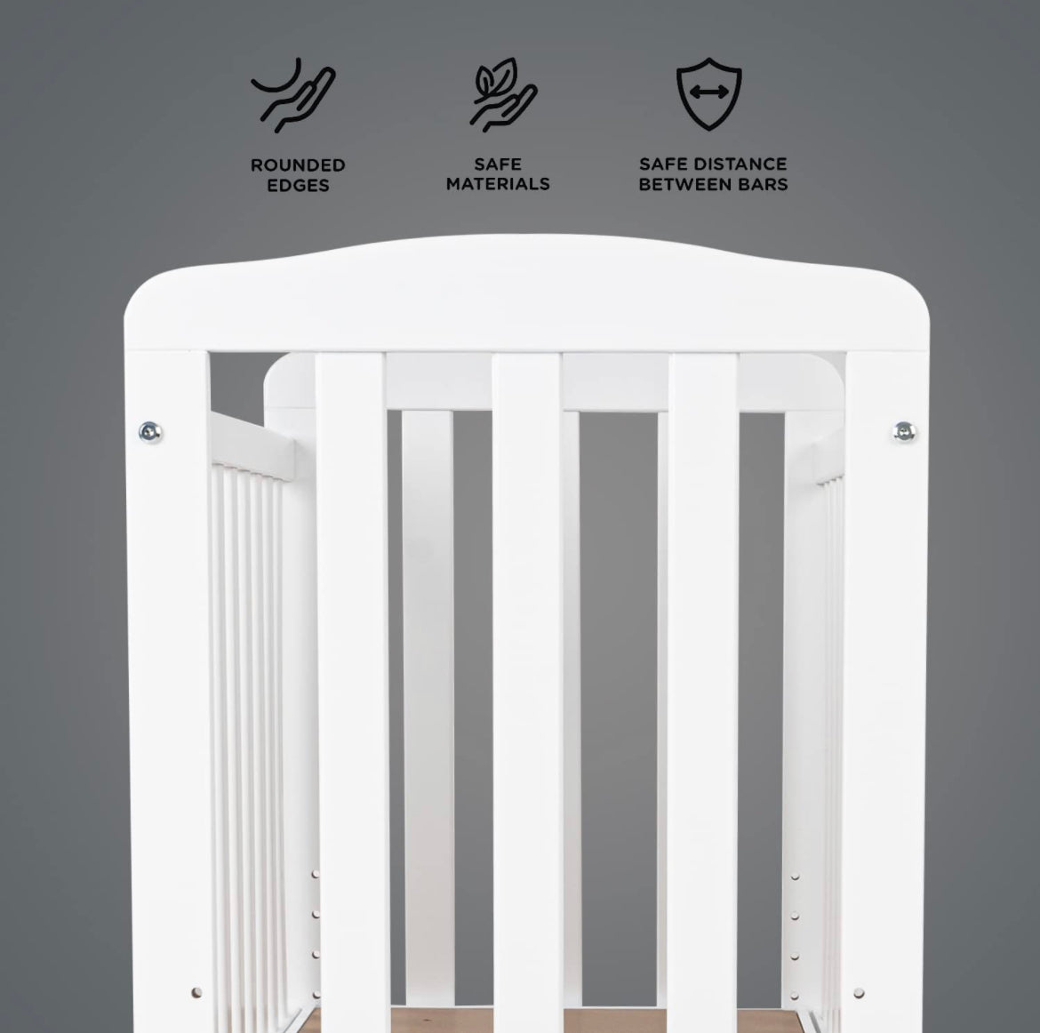 Ella 2 in 1 European Style Co-Sleeping Baby Bedside Solid Pinewood Crib. 0-12M (White) - The Minikin Store