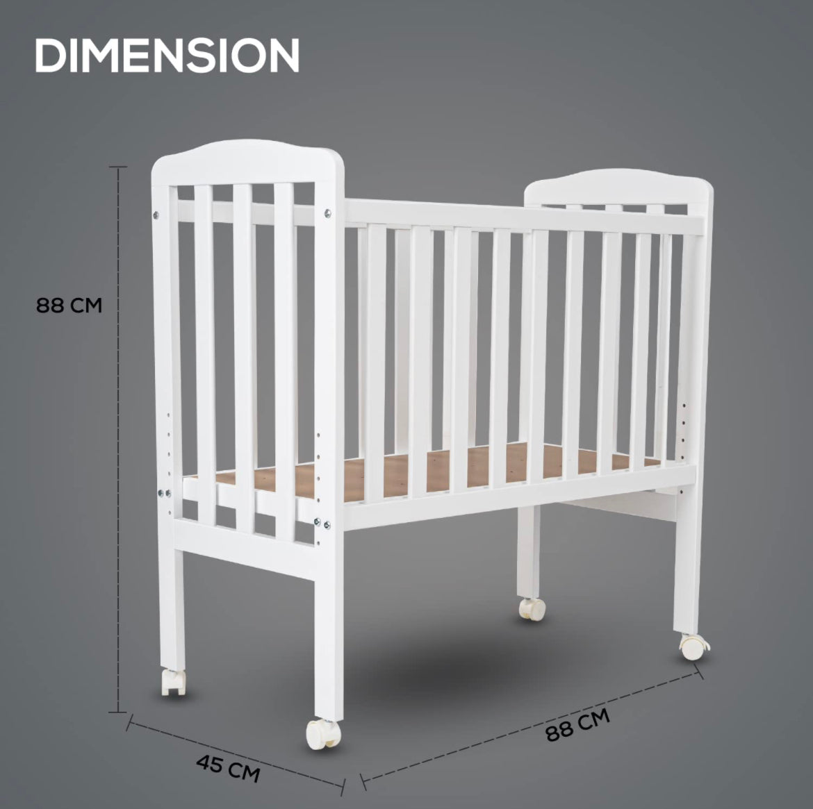 Ella 2 in 1 European Style Co-Sleeping Baby Bedside Solid Pinewood Crib. 0-12M (White) - The Minikin Store