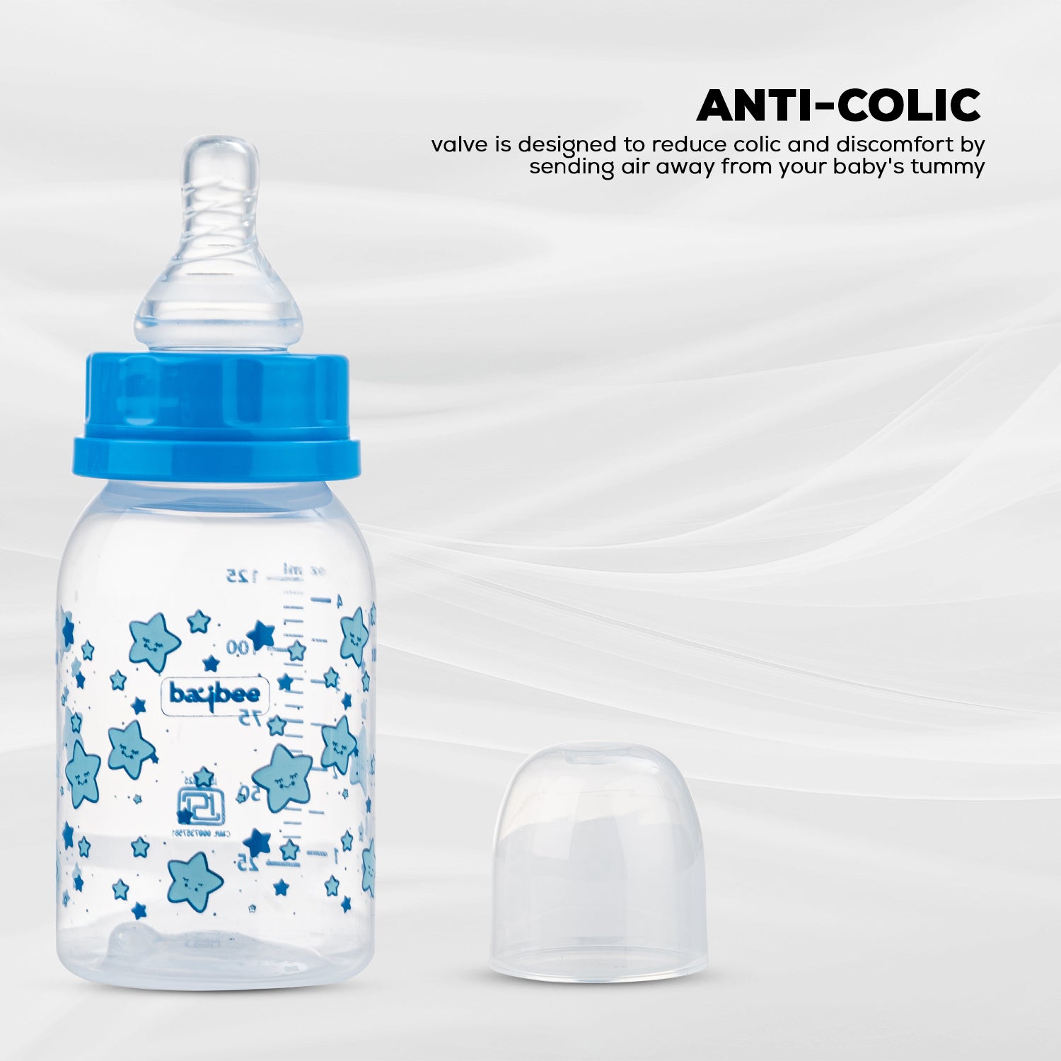 Leak Proof Anti Colic Feeding Bottle - Slim - 125ML - 3M+ (BLUE)