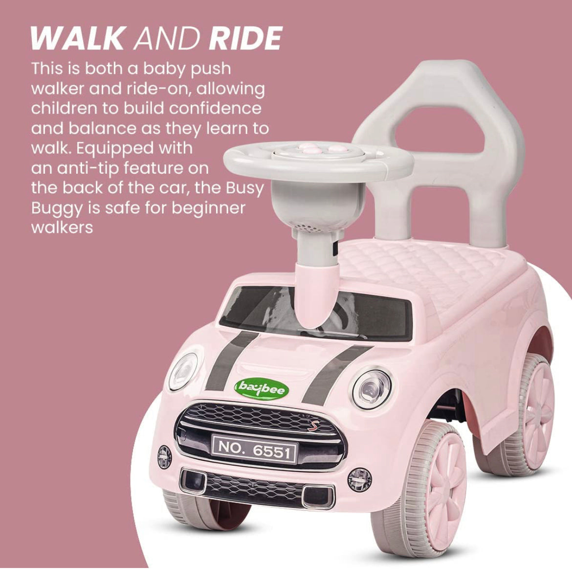 Mini cooper sale push buggy pink