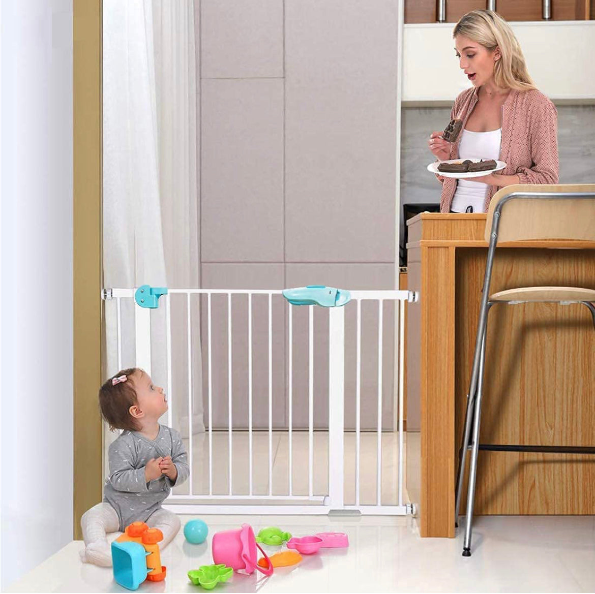 Baby Auto Close Safety Gate (Length 85 Cms x Height 60Cms (White) – The ...