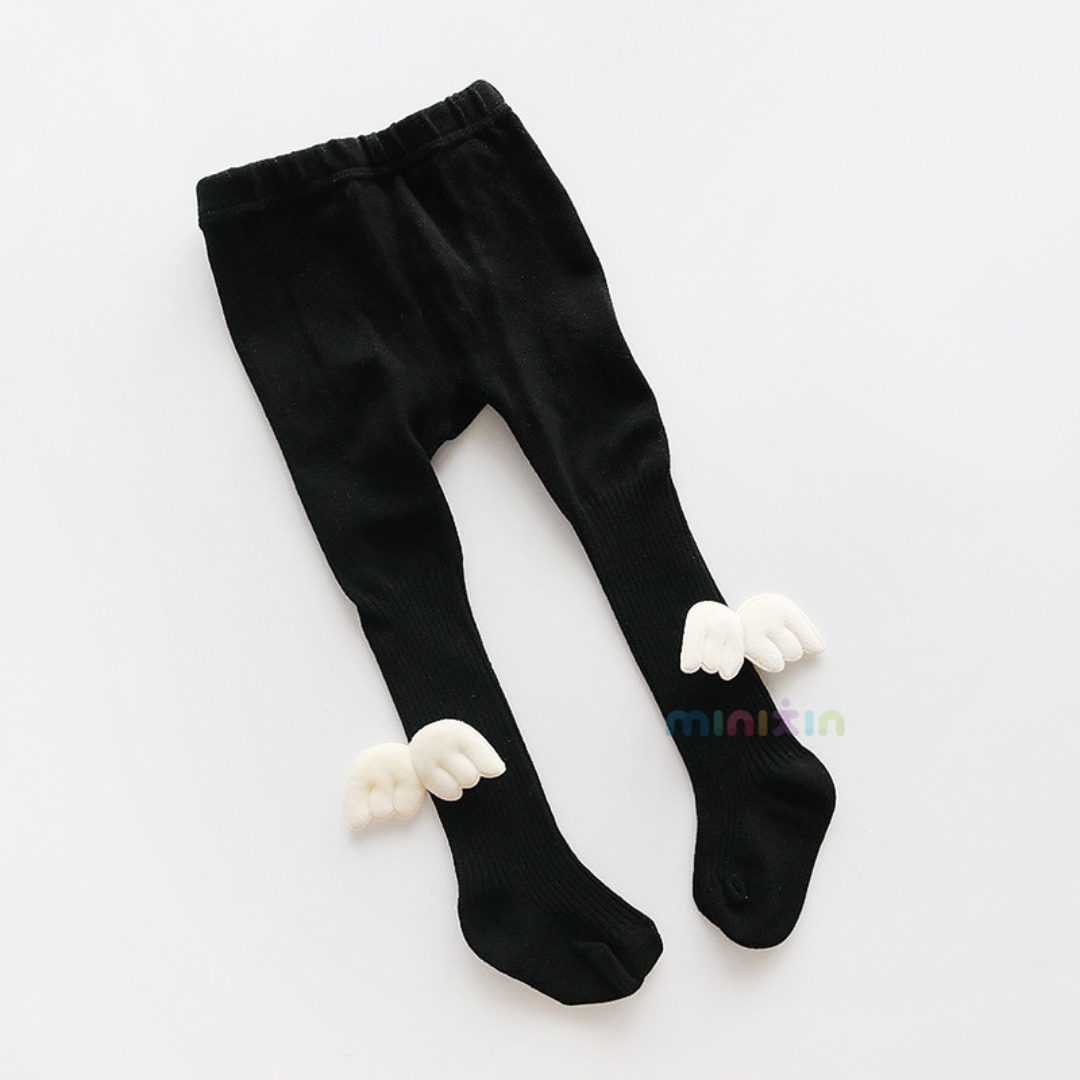 Angel Wings Ribbed Winter Tights / Stockings For Girls - The Minikin Store